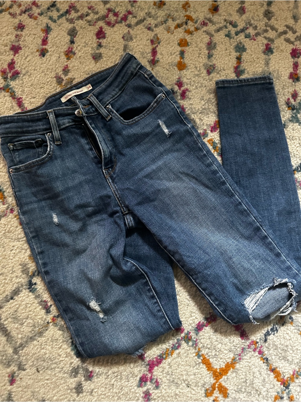 Levi's Dark Blue Distressed Skinny Jeans